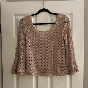 Beige Lace Free People Blouse